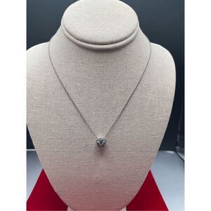 Fossil Pave Rhinestone Owl Pendant Necklace New Blue Eyes